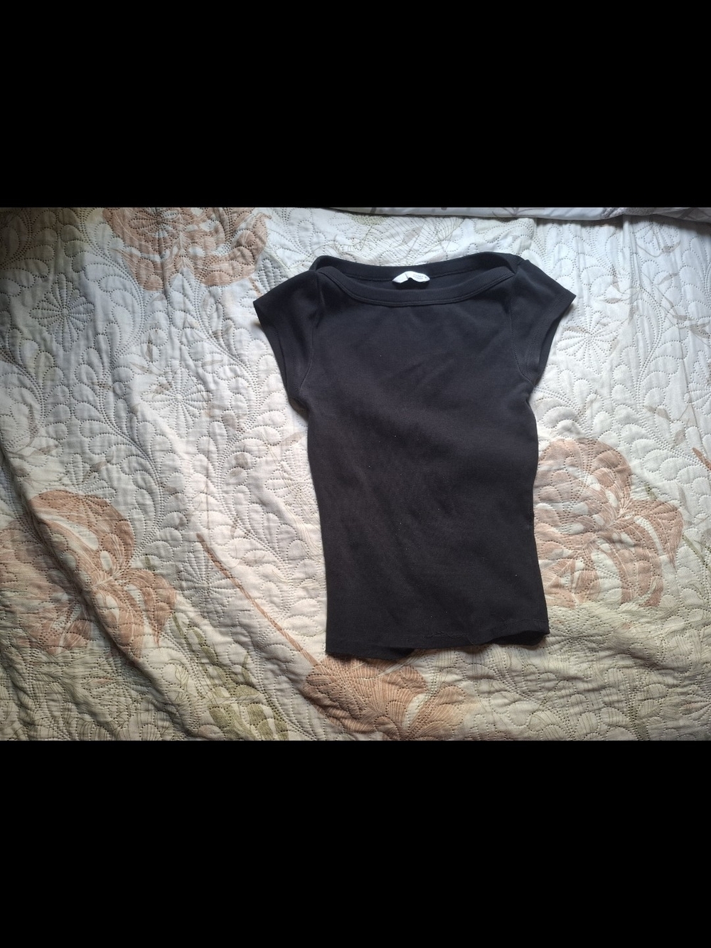 Zara Black Cap-Sleeve Crop Top
